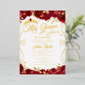 Invitation En Aluminium Ruby Floral Garden Saut Mis Quince Quinceanera (Debout devant)
