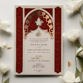 Invitation En Aluminium Ruby opulent et dentelle à huile de crème Mariage 