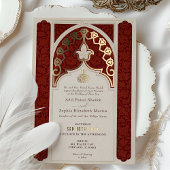 Invitation En Aluminium Ruby opulent et dentelle à huile de crème Mariage 