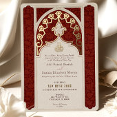 Invitation En Aluminium Ruby opulent et dentelle à huile de crème Mariage 