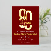 Invitation En Aluminium Ruby Red Eighty & Élégant 80e Anniversaire Or (Debout devant)