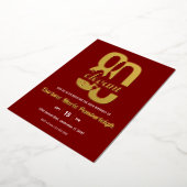Invitation En Aluminium Ruby Red Eighty & Élégant 80e Anniversaire Or (Rotation)