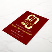 Invitation En Aluminium Ruby Red Eighty & Elegant 80th Birthday Gold (Rotation)