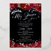 Invitation En Aluminium Ruby Rose Mis Quince Rouge Argent Noir Quinceanera (Recto)