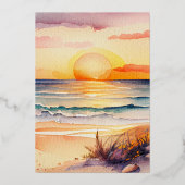 Invitation En Aluminium Russe aquarelle Sunset Beach Mariage (Verso)
