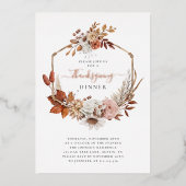 Invitation En Aluminium Russe Automne Quitte Thanksgiving Dîner (Recto)