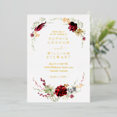 Invitation En Aluminium Russe Burgundy Aquarelle Floral Boho Mariage (Debout devant)