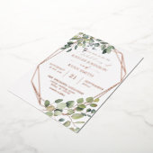 Invitation En Aluminium Russe Eucalyptus & Gold Frame Mariage Full Real (Rotation)