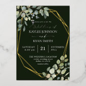 Invitation En Aluminium Russe Eucalyptus & Gold Frame Mariage Vert Real (Recto)