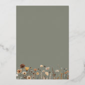 Invitation En Aluminium Russe Fleur sauvage Sage Mariage or (Verso)