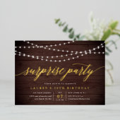 Invitation En Aluminium Russe String Lights Surprise Party (Debout devant)