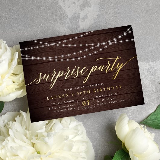 Invitation En Aluminium Russe String Lights Surprise Party