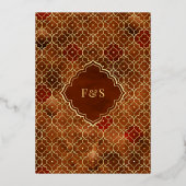 Invitation En Aluminium Rust Orange Marocain Arc Musulman Mariage Or (Verso)