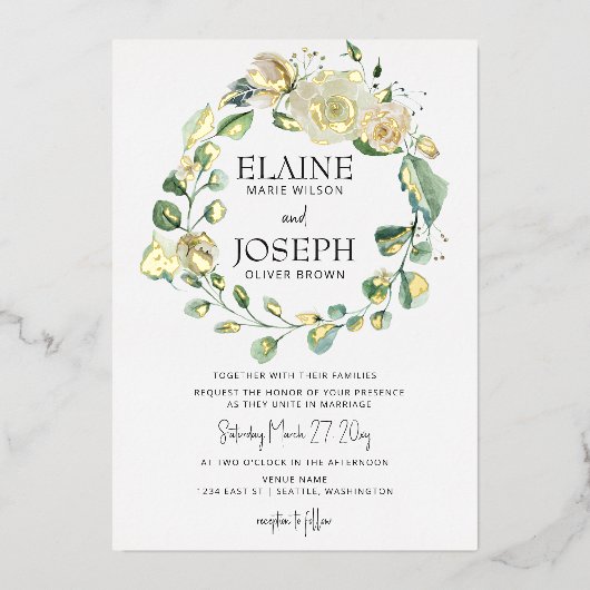 Invitation En Aluminium Rustic Airical Botanical Neutral Floral Mariage (Recto)