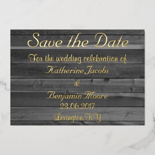 Invitation En Aluminium Rustic Country Bois Enregistrer La Date (Recto)