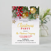 Invitation En Aluminium Rustic Gold Baubles & Gold Stars Noël (Debout devant)