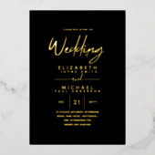 Invitation En Aluminium Rustic GOLD FOIL Texte Mariage noir élégant (Recto)