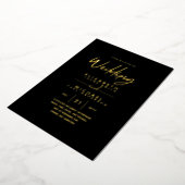 Invitation En Aluminium Rustic GOLD FOIL Texte Mariage noir élégant (Rotation)