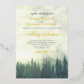 Invitation En Aluminium Rustic Green Pine Trees Elegant Wedding  (Recto)