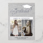 Invitation En Aluminium Rustic Grey Graduate 2 Photo Graduate Argent (Recto)