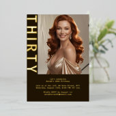 Invitation En Aluminium Rustic Luxe Brown & Foil 30e (Debout devant)