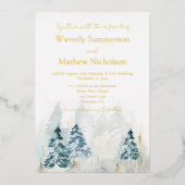 Invitation En Aluminium Rustic Mountain Trees À feuillage persistant Maria (Recto)