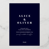 Invitation En Aluminium Rustic Navy Blue Trees Mountain Enregistrer la dat (Verso)