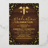 Invitation En Aluminium Rustic Nursing School Graduation Real Gold (Recto)