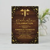 Invitation En Aluminium Rustic Nursing School Graduation Real Gold (Debout devant)