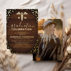 Invitation En Aluminium Rustic Nursing School Graduation Real Gold