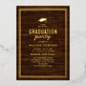 Invitation En Aluminium Rustic Photo Graduation Party Gold (Recto)