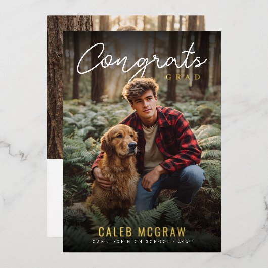 Invitation En Aluminium Rustic PhotoPop Graduation (Recto/Verso)