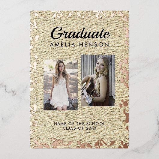 Invitation En Aluminium Rustic Rococo Graduate Photo Collage Graduation (Recto)