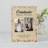 Invitation En Aluminium Rustic Rococo Graduate Photo Collage Graduation (Debout devant)
