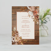 Invitation En Aluminium Rustique Automne Aquarelle Florale Mariage Foil In (Debout devant)