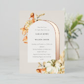 Invitation En Aluminium Rustique Automne Citrouille Arc Floral Couples Dou (Debout devant)