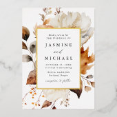 Invitation En Aluminium Rustique Automne Floral Mariage photo (Recto)