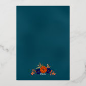 Invitation En Aluminium Rustique Automne Orange Navy Bleu Floral Mariage (Verso)