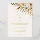 Invitation En Aluminium Rustique Automne Rose Botanique (Recto)