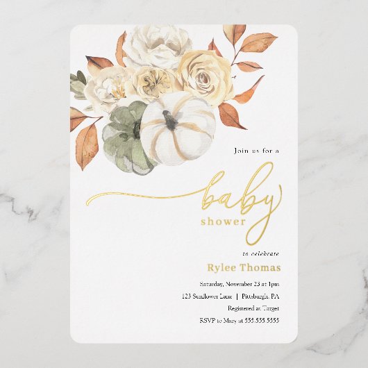 Invitation En Aluminium Rustique Autumn Foliage Citrouille Autumn Bay Douc (Recto)