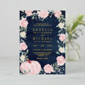 Invitation En Aluminium Rustique Blush rose Floral Citrouille Marine Maria (Debout devant)