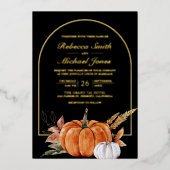 Invitation En Aluminium Rustique Boho Arch Citrouille Photo Mariage noir o (Recto)