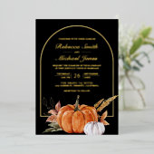 Invitation En Aluminium Rustique Boho Arch Citrouille Photo Mariage noir o (Debout devant)