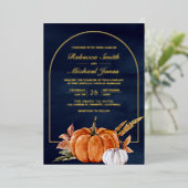 Invitation En Aluminium Rustique Boho Arch Citrouille Photo Marine Mariage (Debout devant)