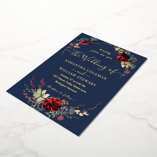 Invitation En Aluminium Rustique Boho Fleur sauvage Elegant Mariage de mar (Rotation)