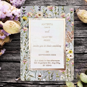 Invitation En Aluminium Rustique Boho Fleur sauvage Garden Mariage