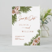 Invitation En Aluminium Rustique Boho Floral Holiday Enregistrer La Date (Debout devant)