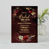Invitation En Aluminium Rustique Bourgogne Aquarelle Chic Boho Bridal Brun (Debout devant)