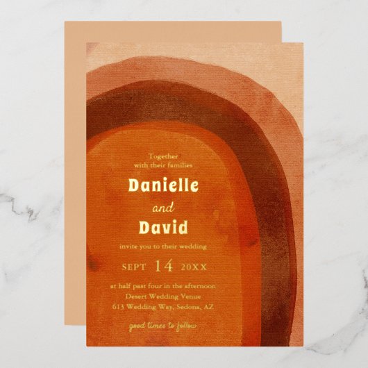 Invitation En Aluminium Rustique Burtic Orange Arch Mariage moderne (Recto/Verso)