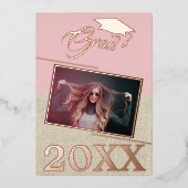 Invitation En Aluminium Rustique Dusty Rose Diplômé de la photo (Recto)